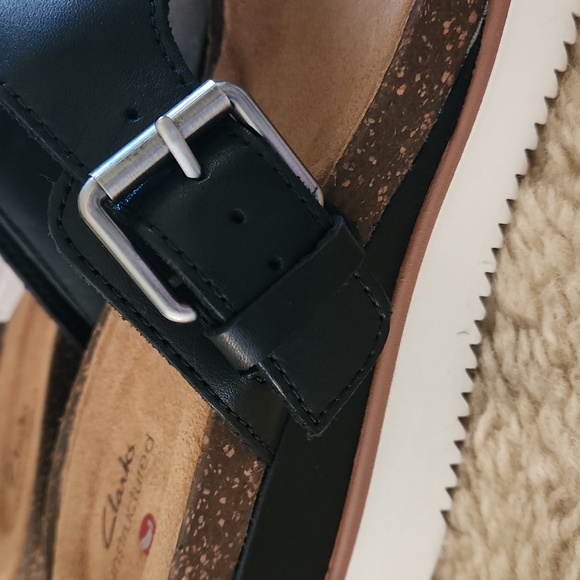 NWT IOB Clarks Lizby Ease Black Lea Leather Easy Slide Sandal ๐ก ๐ค - Picture 5 of 16